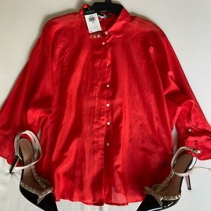 Ralph Lauren Red Button Blouse
